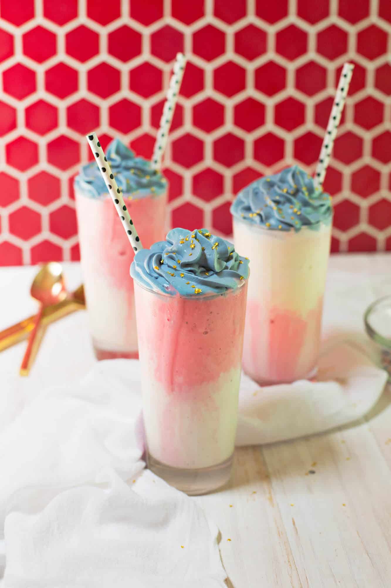 Red, White and Blue(berry) Milkshakes - A Beautiful Mess