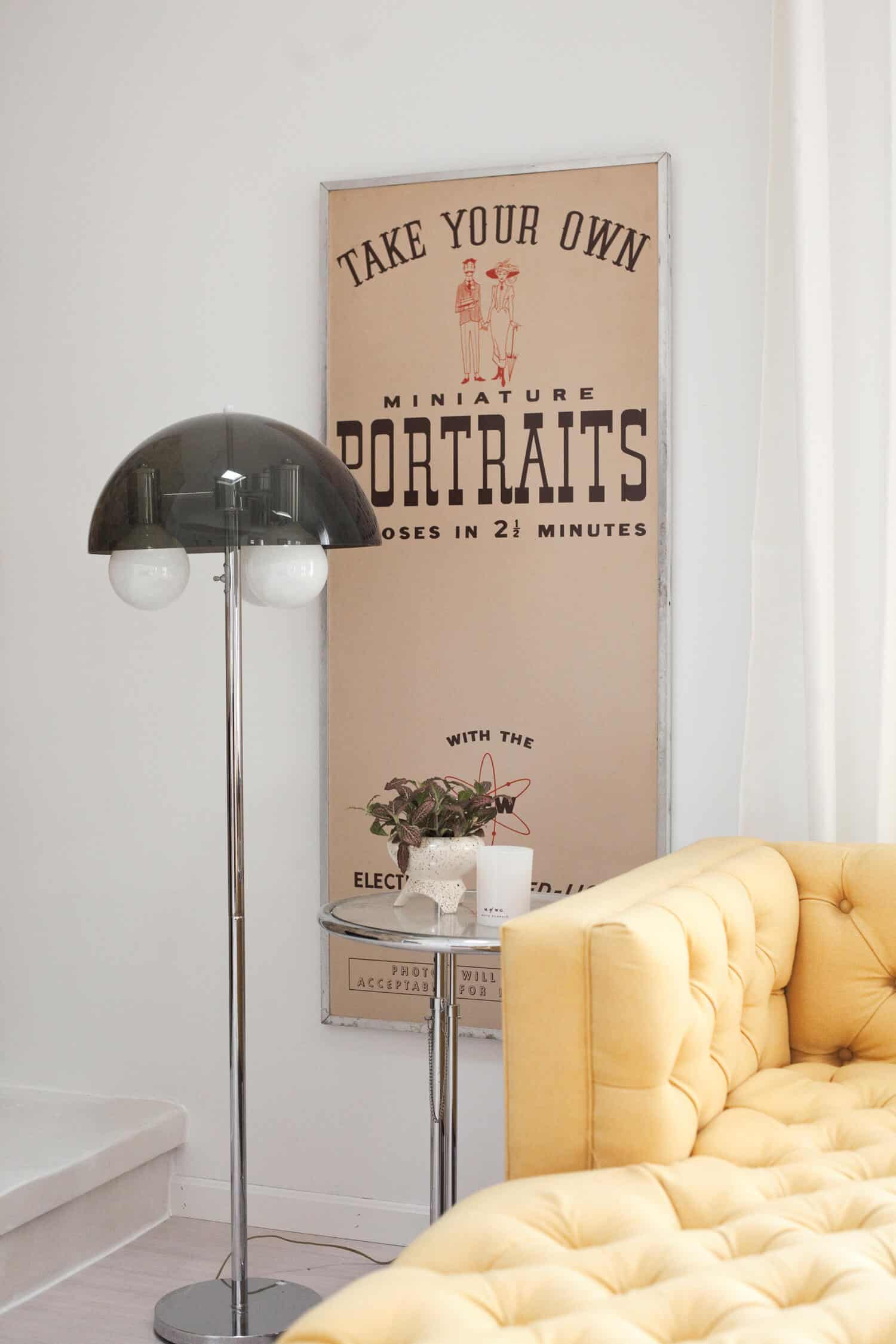 Vintage photobooth panel with Eileen Gray side table