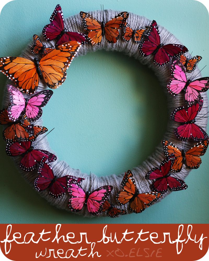 Feather butterfly wreath DIY