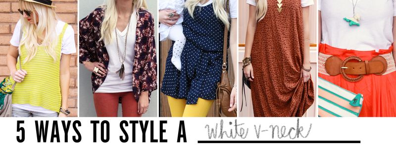 5 ways to style a white v-neck