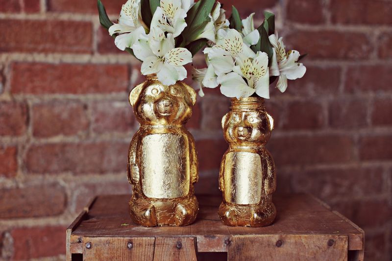 Gold Honey Bear Vase DIY from A Beautiful Mess