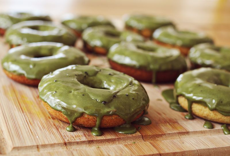 Buttermilk and green tea donuts