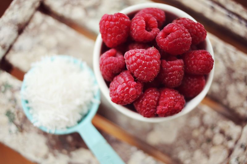 Raspberries + Coconut Flakes