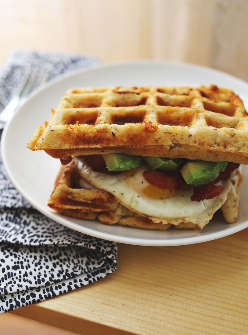 Cheddar Waffle Breakfast Sandwich (click through for the recipe!)     