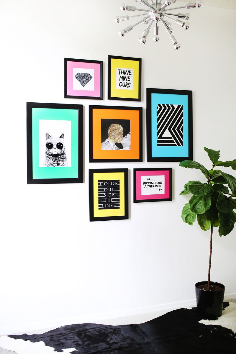 Colored Mat Gallery Wall Idea A, How To Decorate Your Wall With Photos