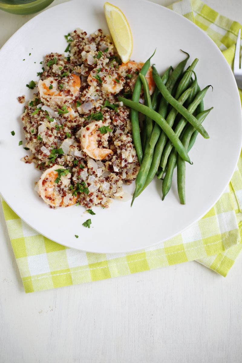 Quinoa Shrimp Scampi (click through for recipe)  