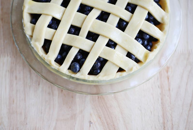Lattice blueberry pie