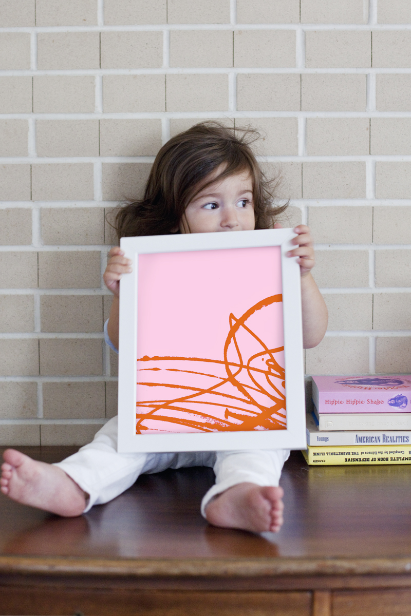 Cool Kiddo Framed Print Pink & Mustard