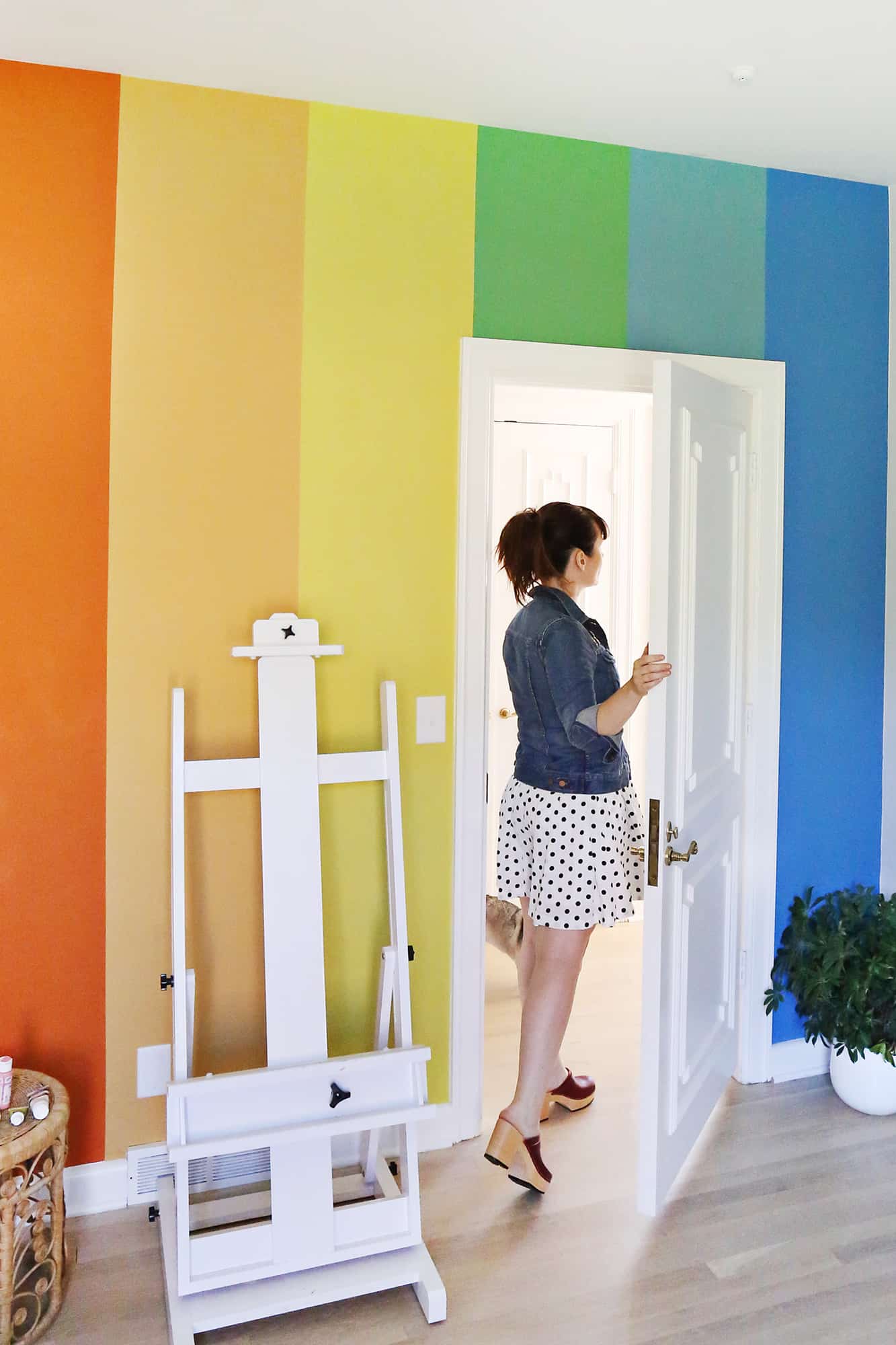 DIY rainbow accent wall