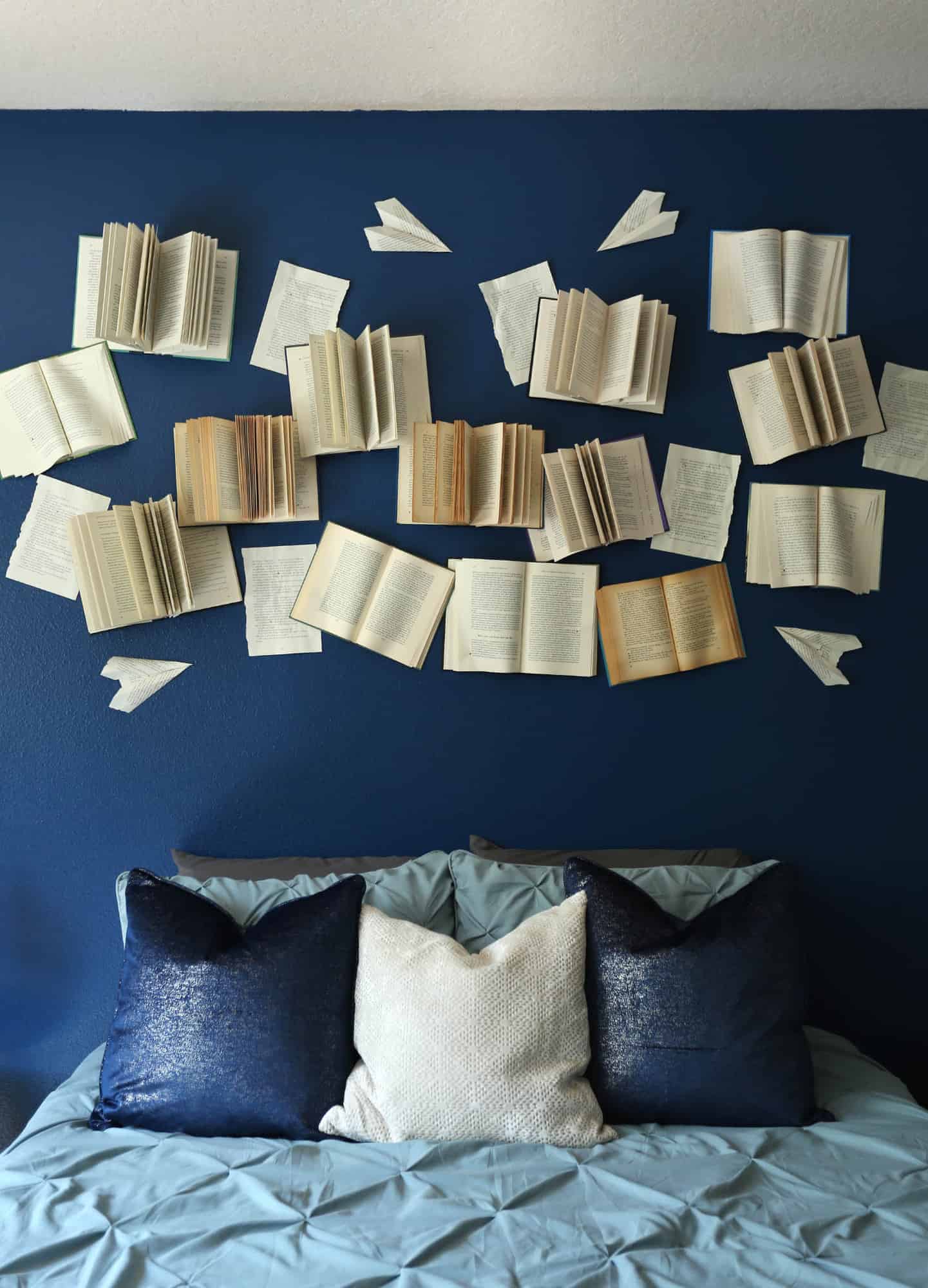 Open books accent wall