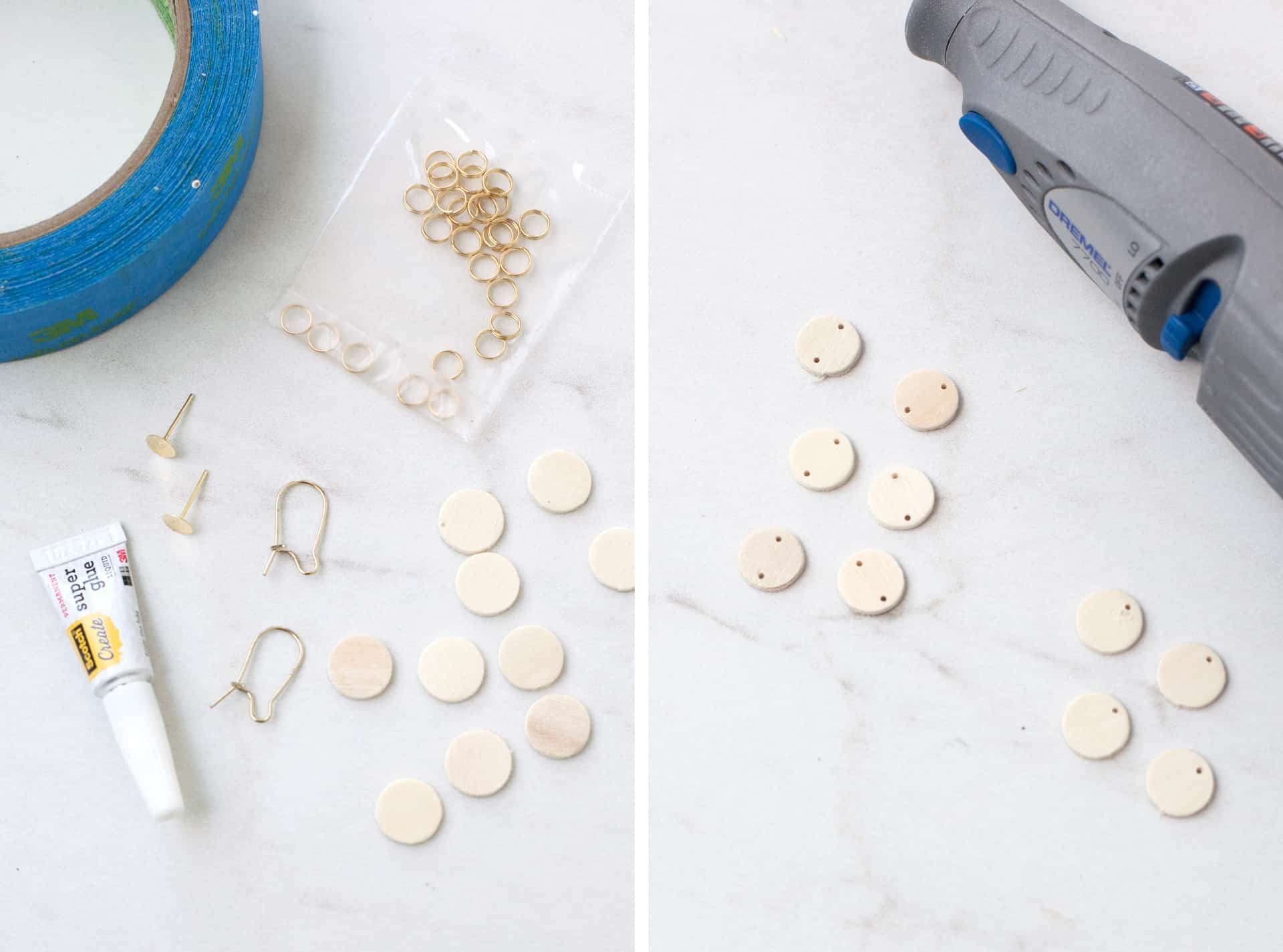 DIY wooden circle earrings