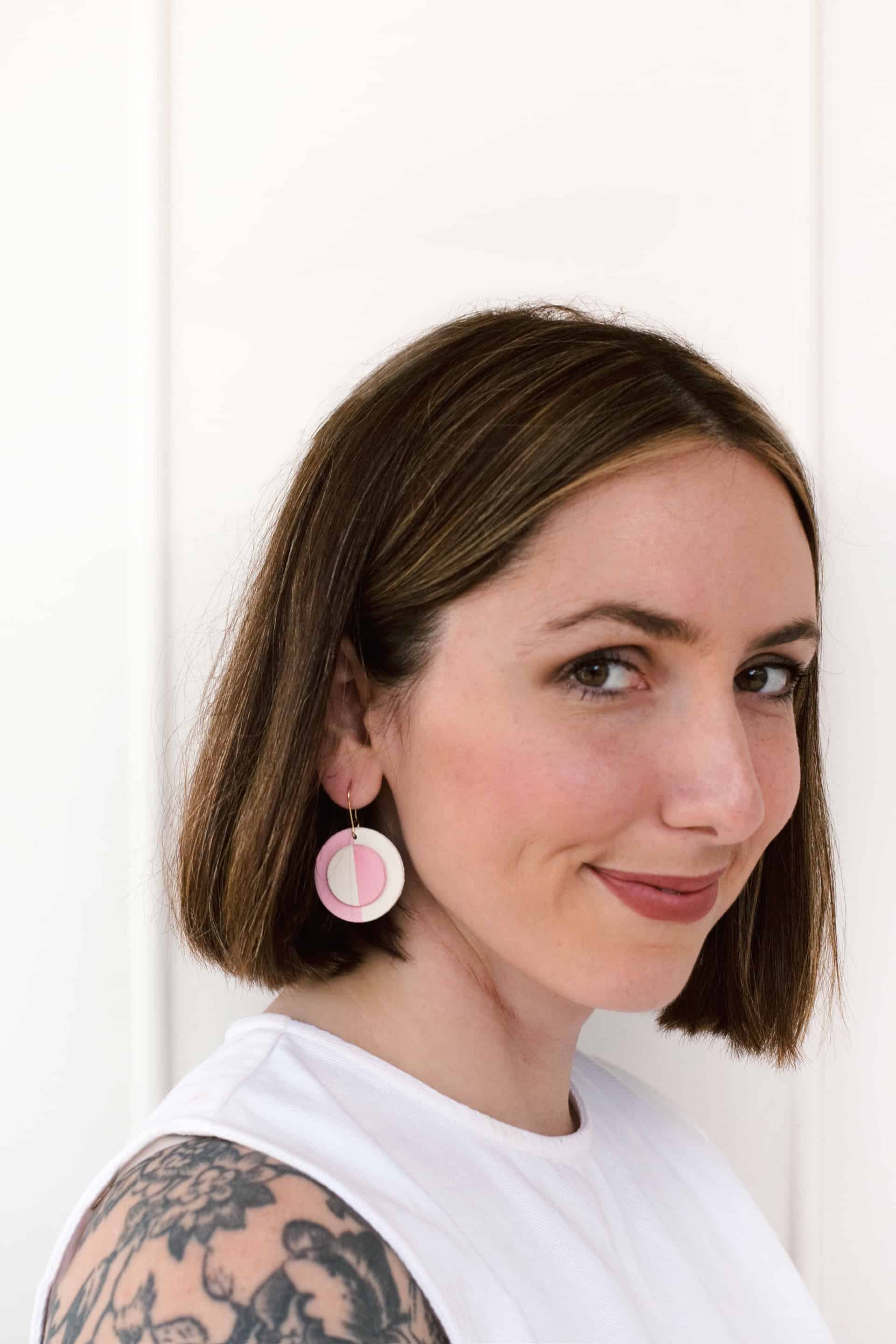 DIY wooden circle earrings
