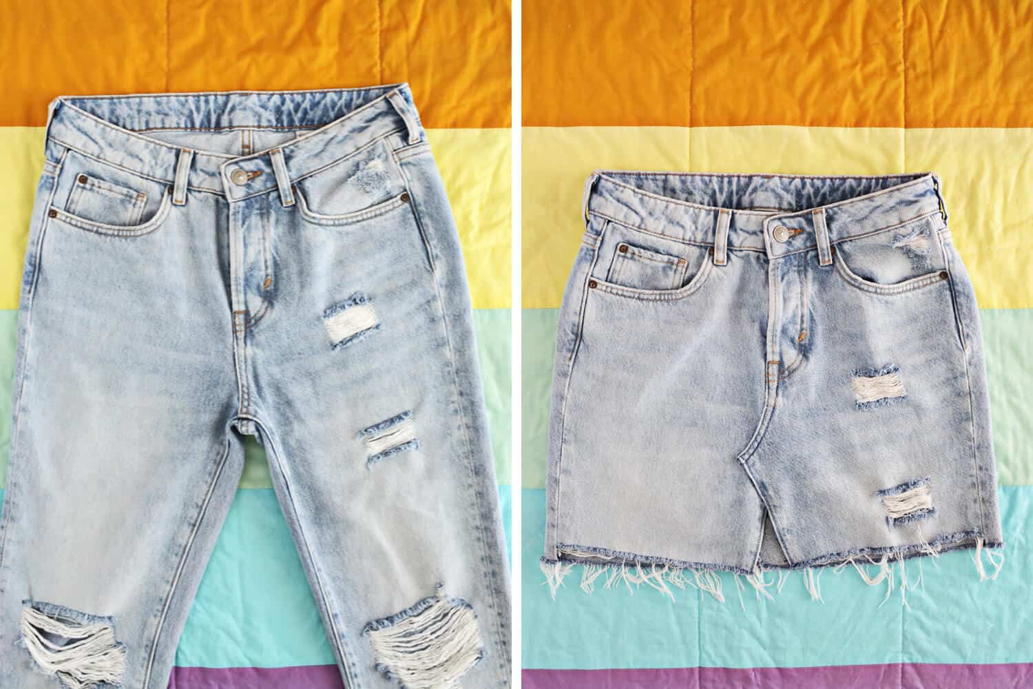 diy denim skirt from old jeans