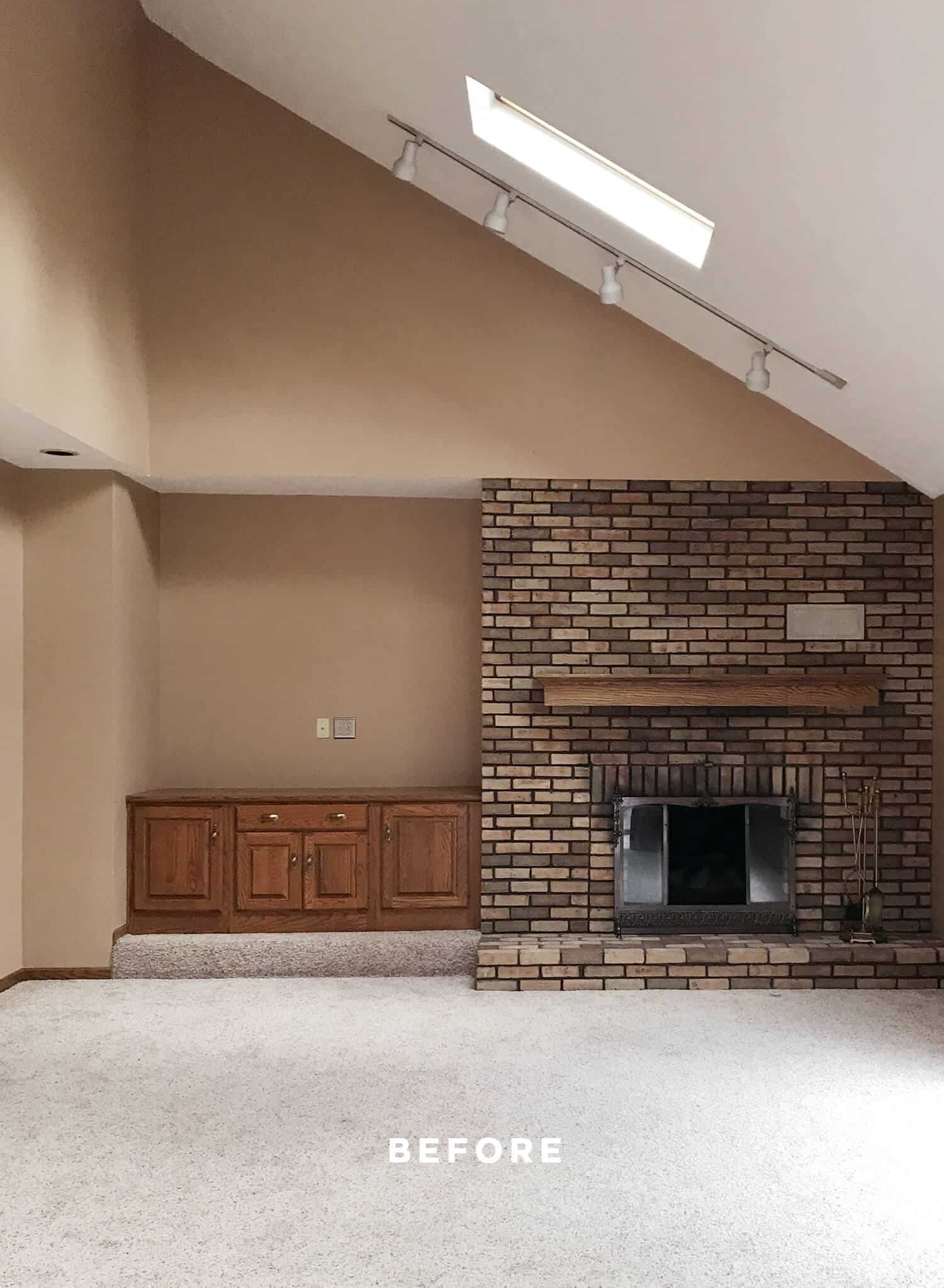fireplace wall makeover before and after