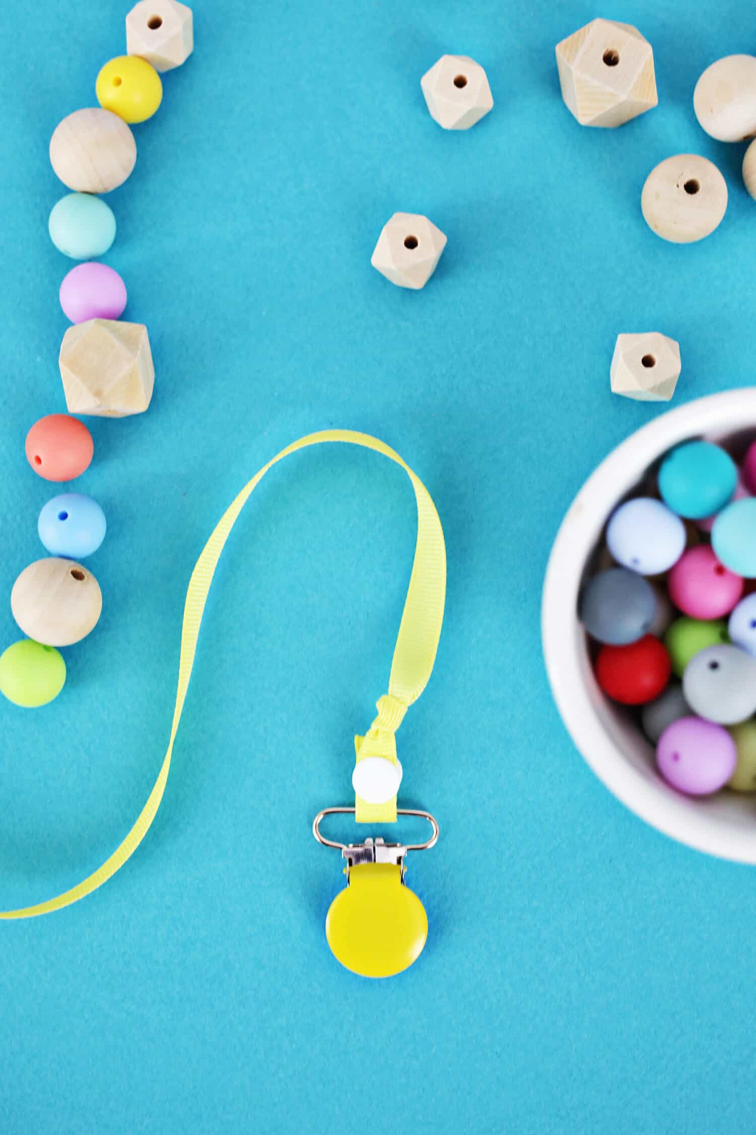 Baby Teether Silicone Beads Ice Cream Wooden Pacifier Clip DIY Teething Necklace 