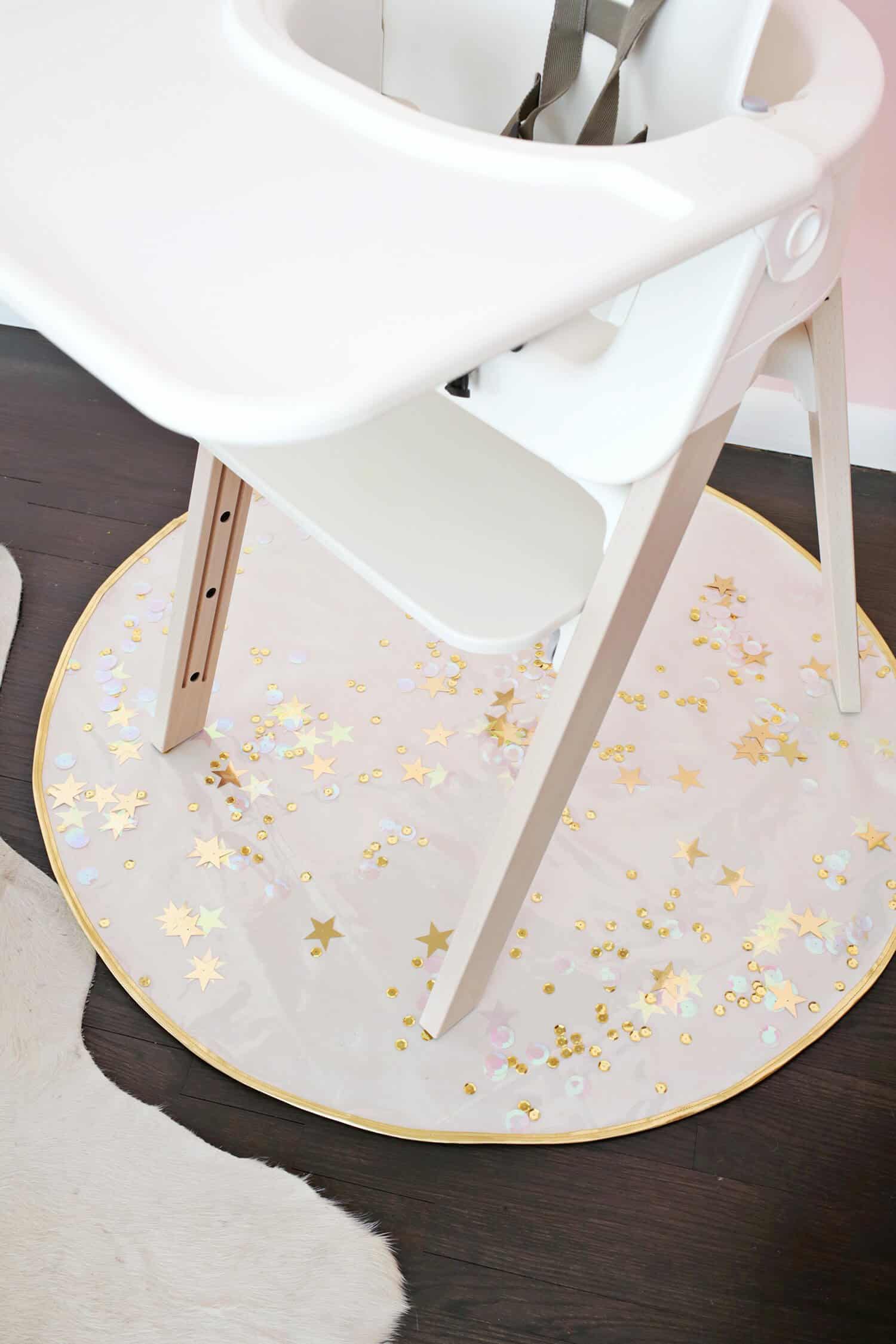 Sequin Confetti High Chair Mat DIY A Beautiful Mess