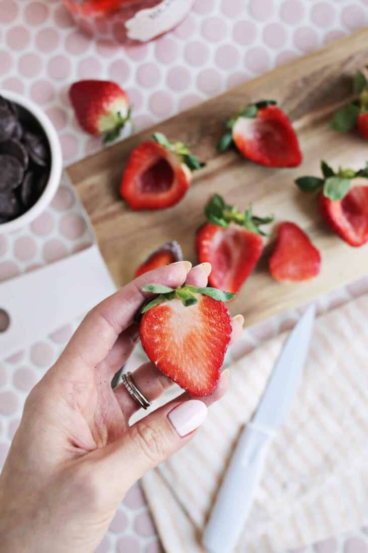 Chocolate-Covered Strawberry Jello Shots - A Beautiful Mess