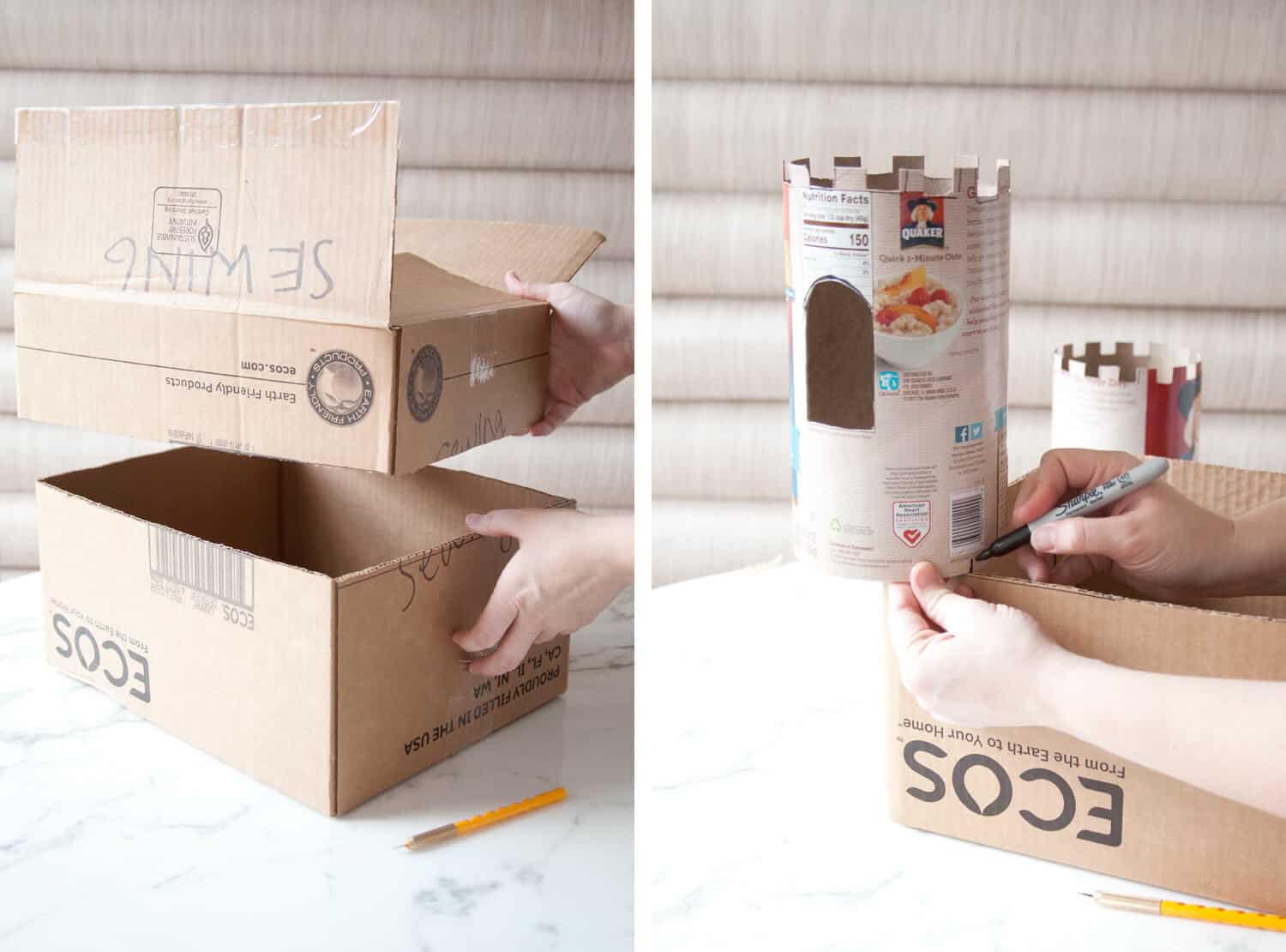 upcycled cardboard castle