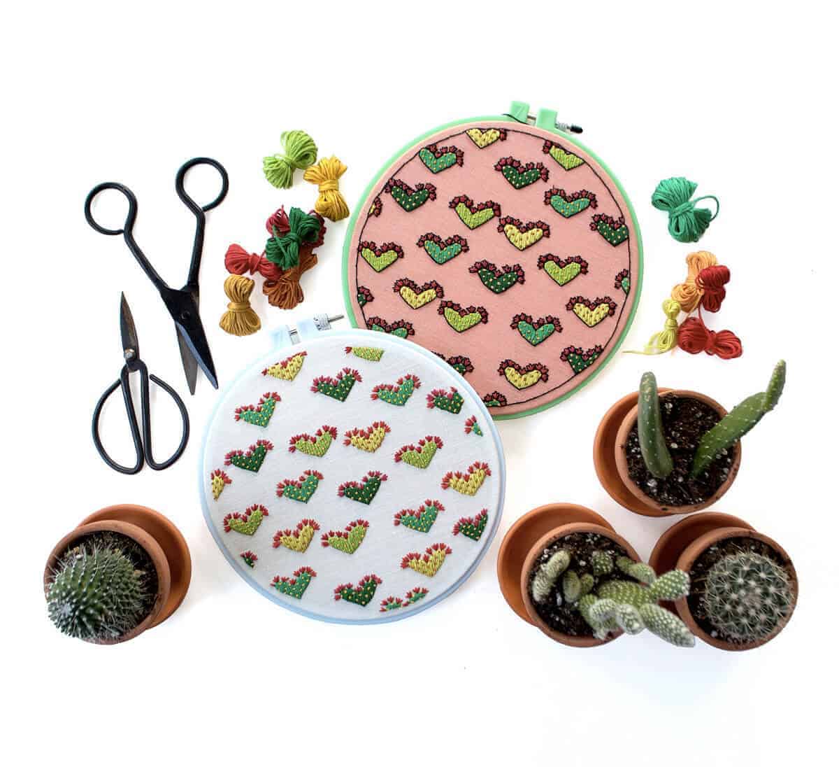 Cactus embroidery DIY
