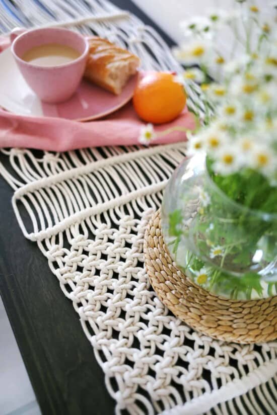 Macrame Table Runner DIY - A Beautiful Mess
