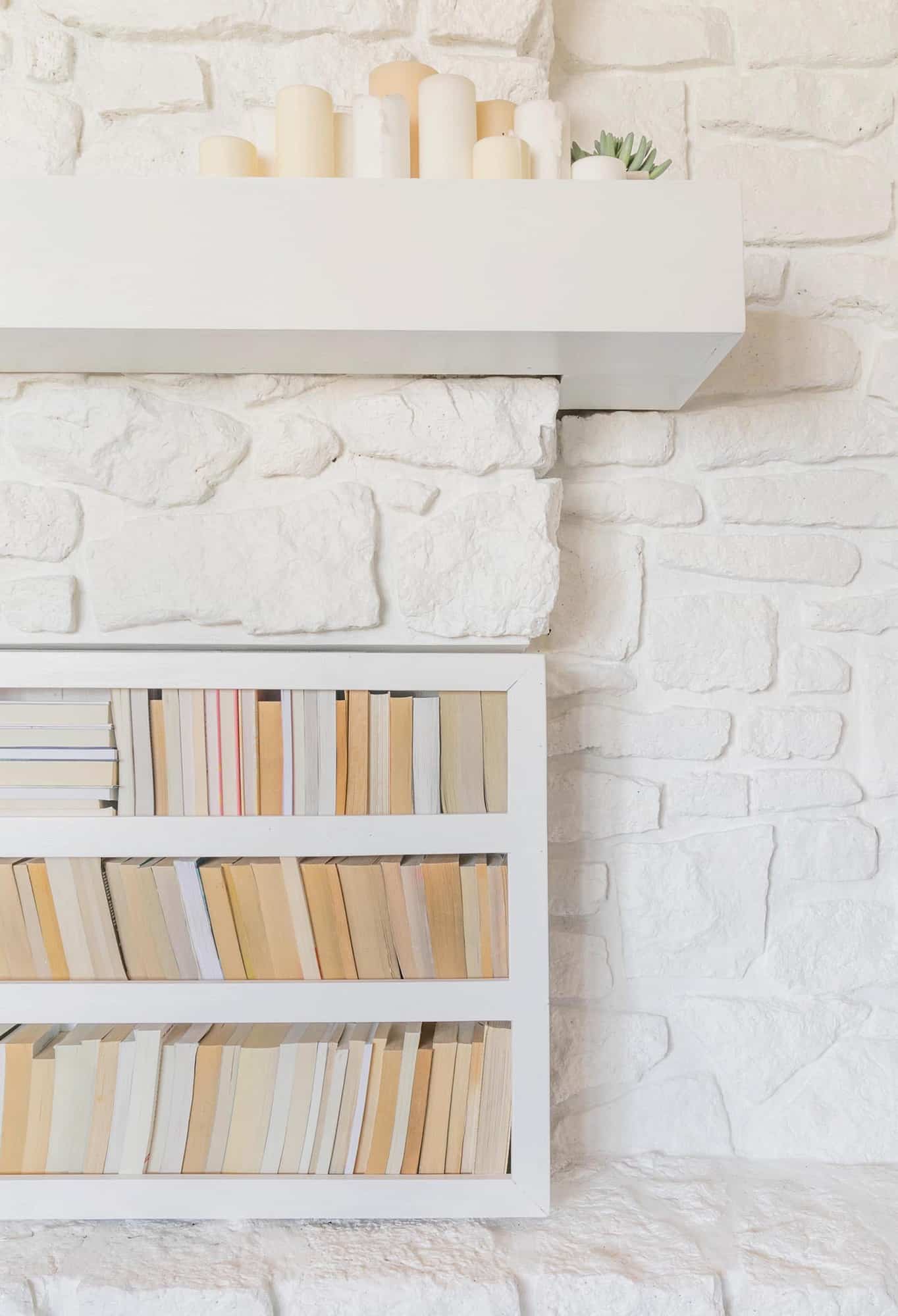 Painting My Stone Fireplace White, Stone Fireplace With White Bookshelves