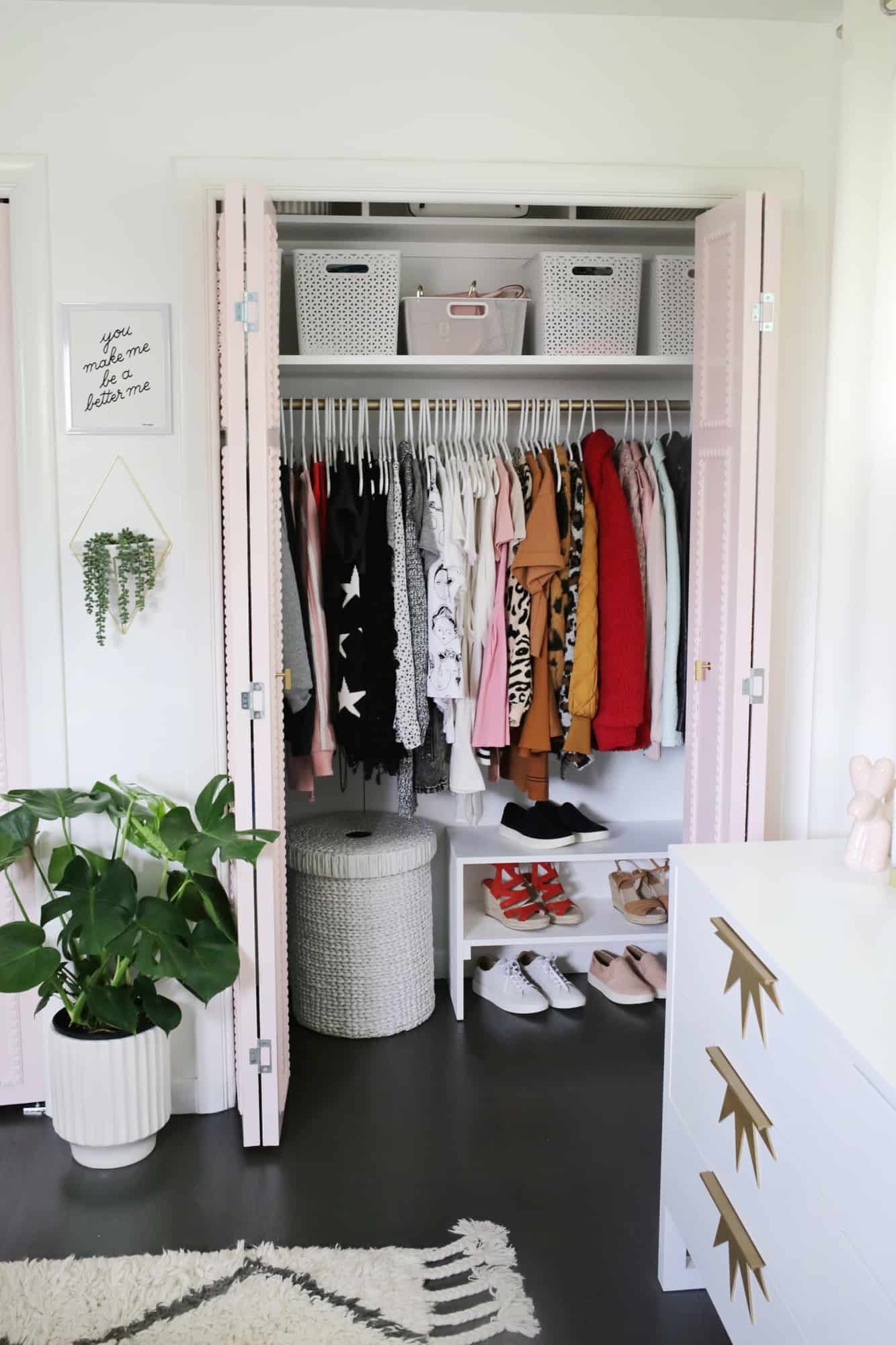 DIY Painted Wood Hangers + Lots of Closet Organization Tips!