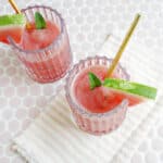 frozen drink with watermelon garnish