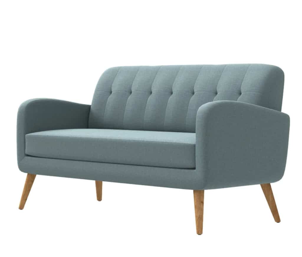 blue square arm sofa