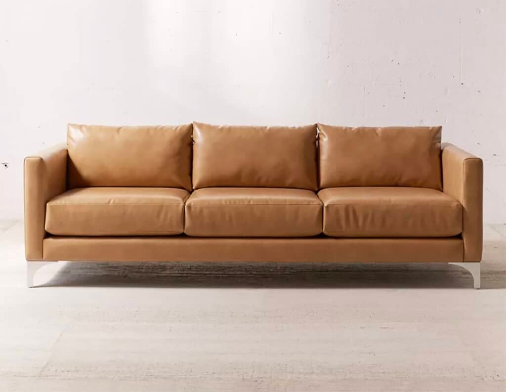 brown recycled leather sofa