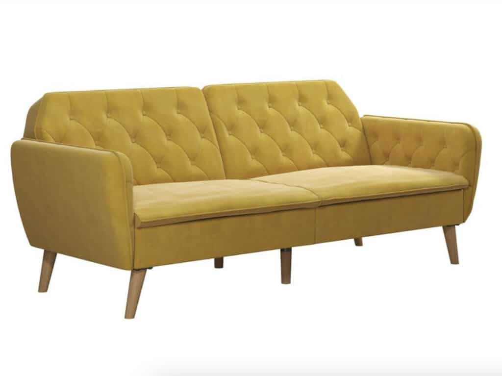 yellow velvet sofa bed