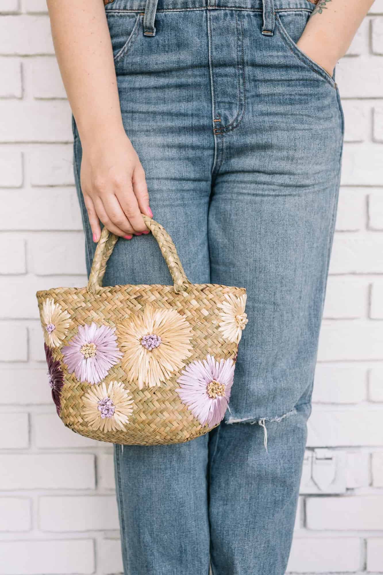 DIY stitched floral purse