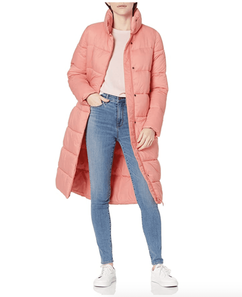 pink long puffer coat