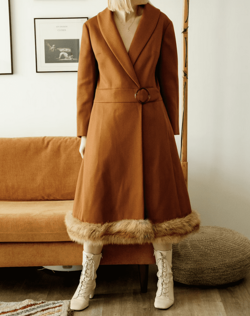 etsy vintage coat with fur on the bottom