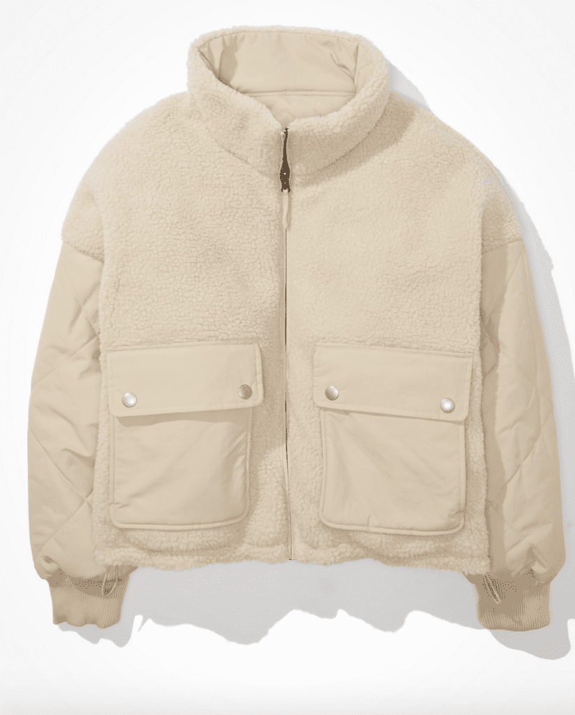 cream reversible puffer coat