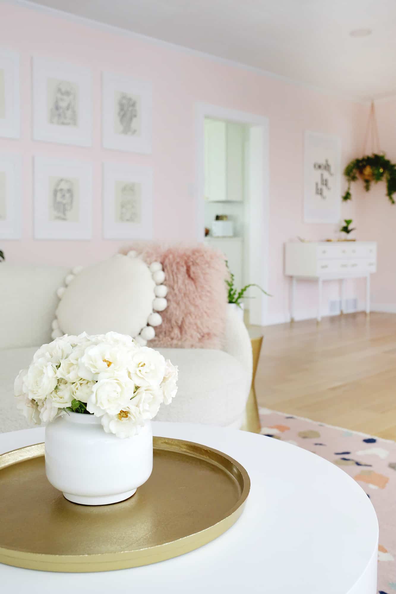'70s Pink Living Room Makeover (Before + After!) - A Beautiful Mess