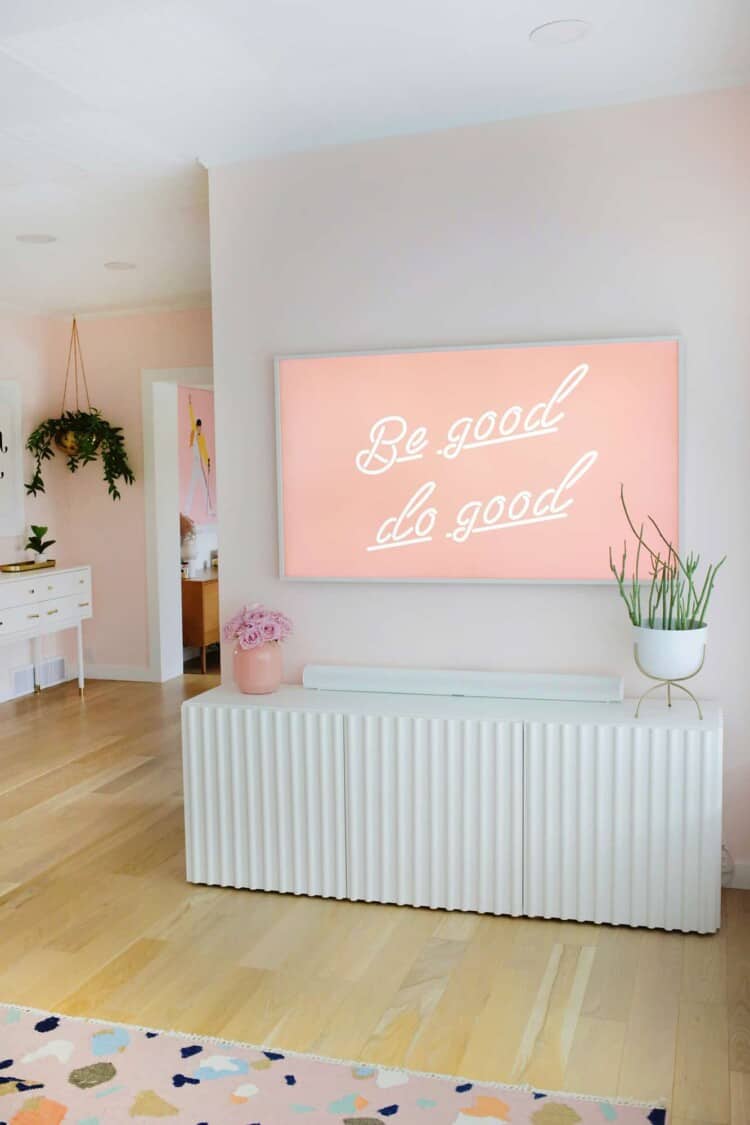 '70s Pink Living Room Makeover (Before + After!) - A Beautiful Mess