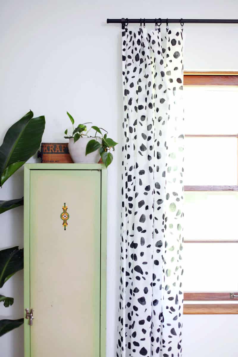 black and white spotted curtains