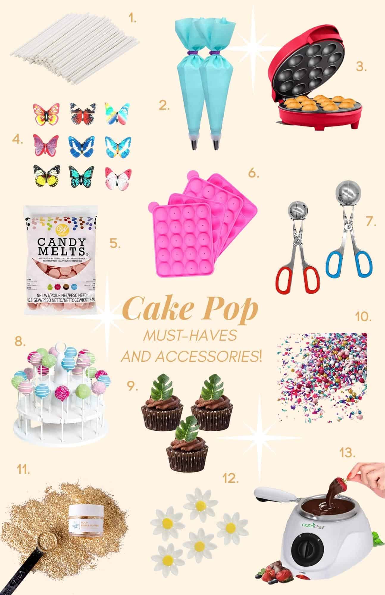 a college of cake pop must-haves and accessories