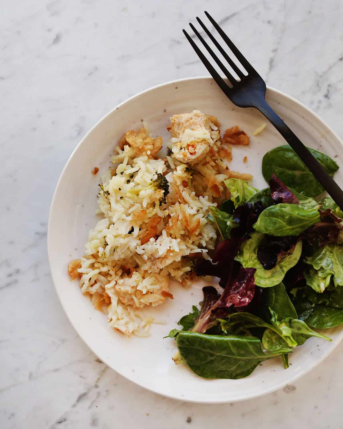 Chicken and rice with salad