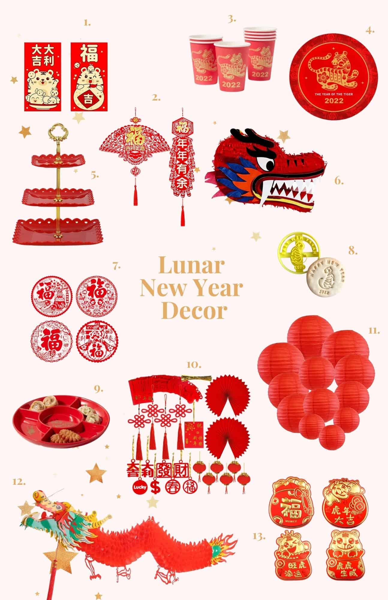 collage of lunar new year decor