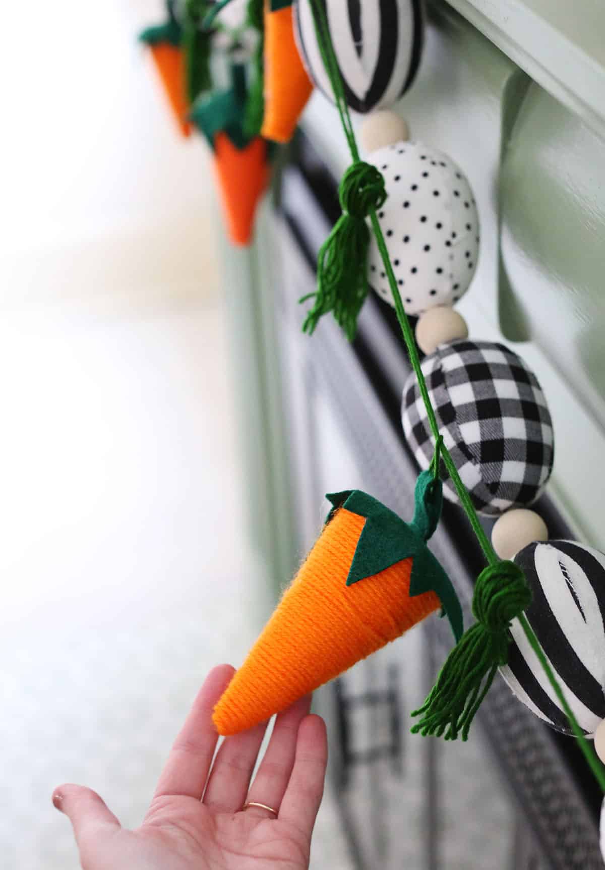 closeup of yarn carrot