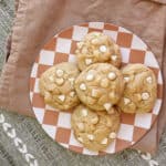 White chocolate macadamia nut cookies on a plate