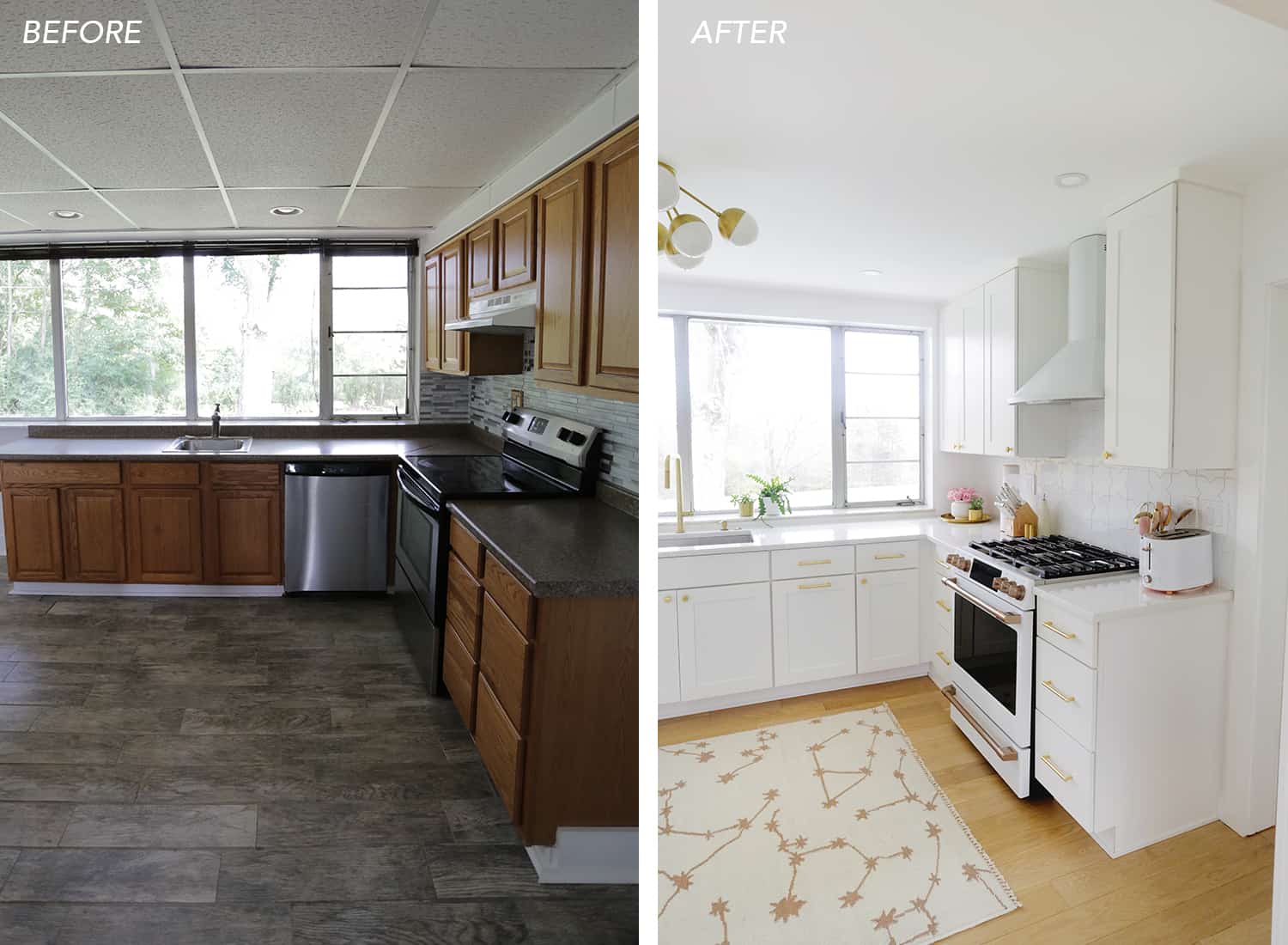 before and after of kitchen