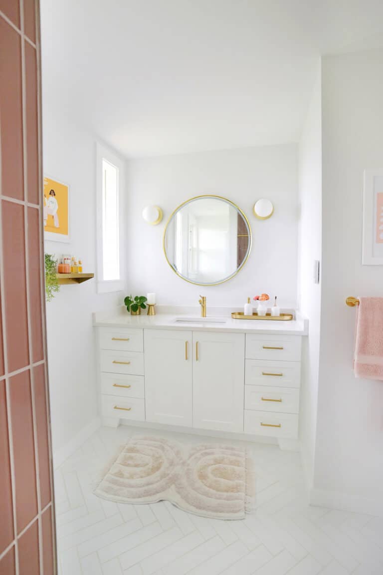 Laura's Pink Tile Bathroom Makeover (Before + After) - A Beautiful Mess
