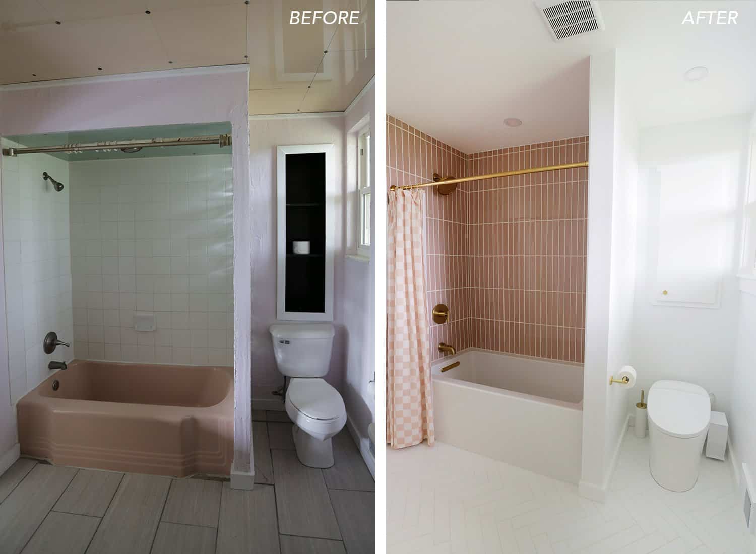 before and after of bathroom