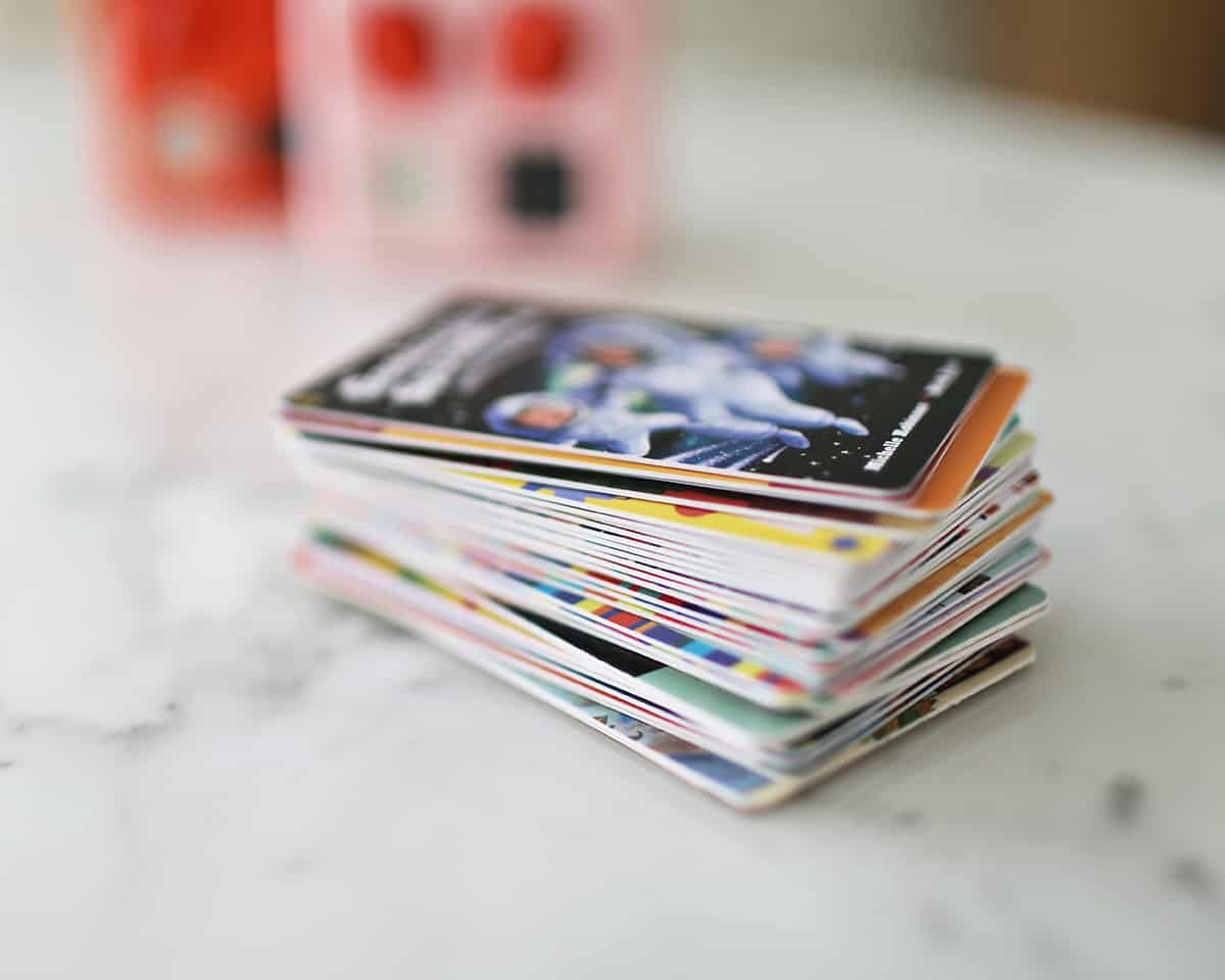 a stack of audio cards