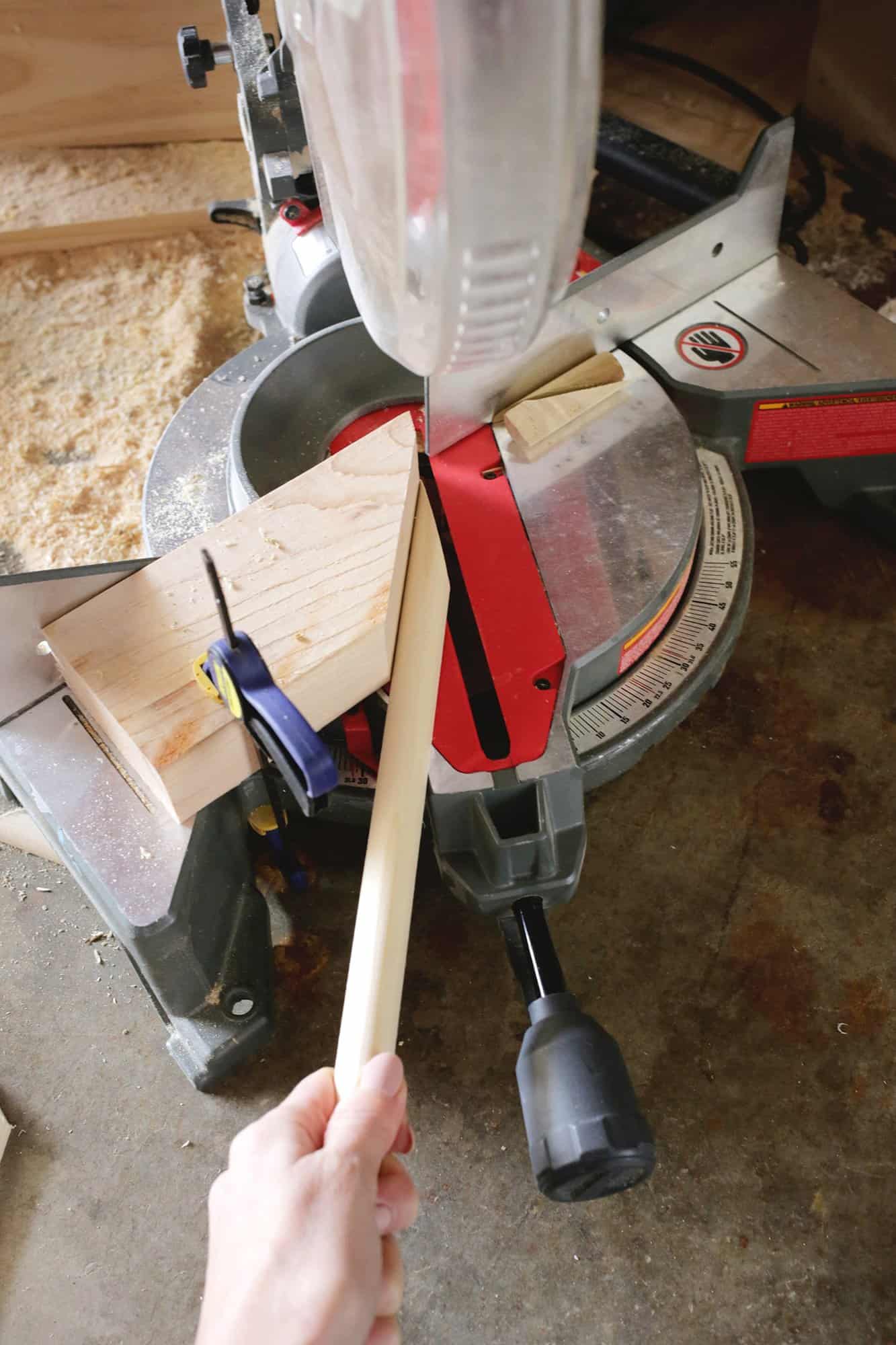 cutting trim on a miter saw