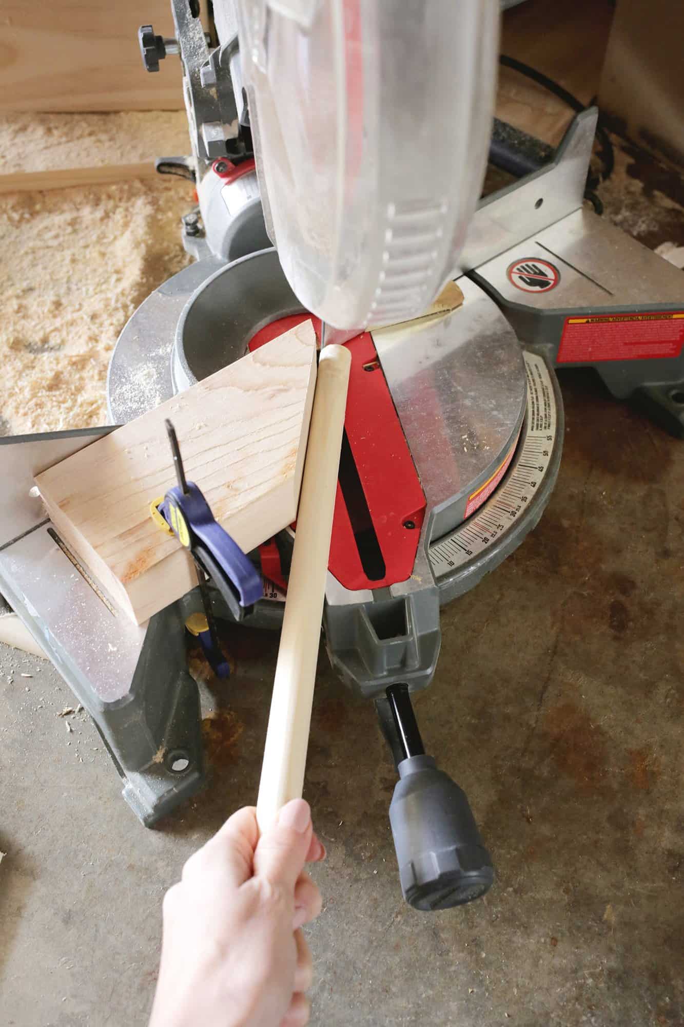 cutting trim on a miter saw