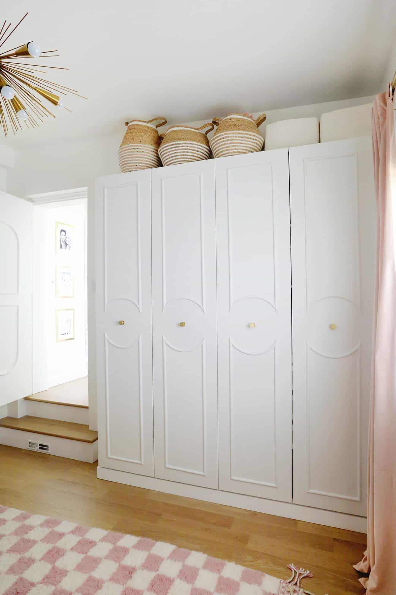 IKEA Pax wardrobes with arched trim added