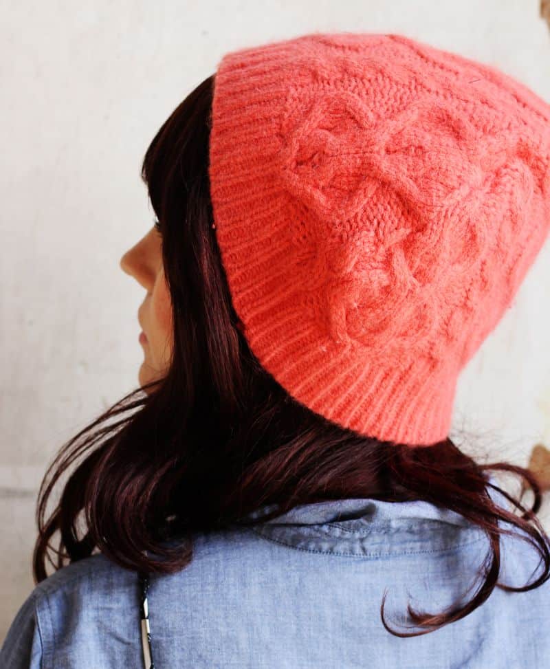 back view of knit hat. 